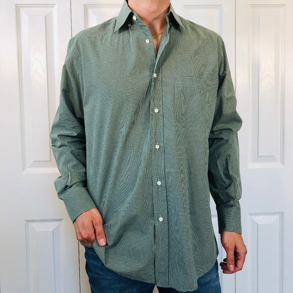 Luciano Barbera Other - Luciano Barbera Green White Gingham Check Shirt L